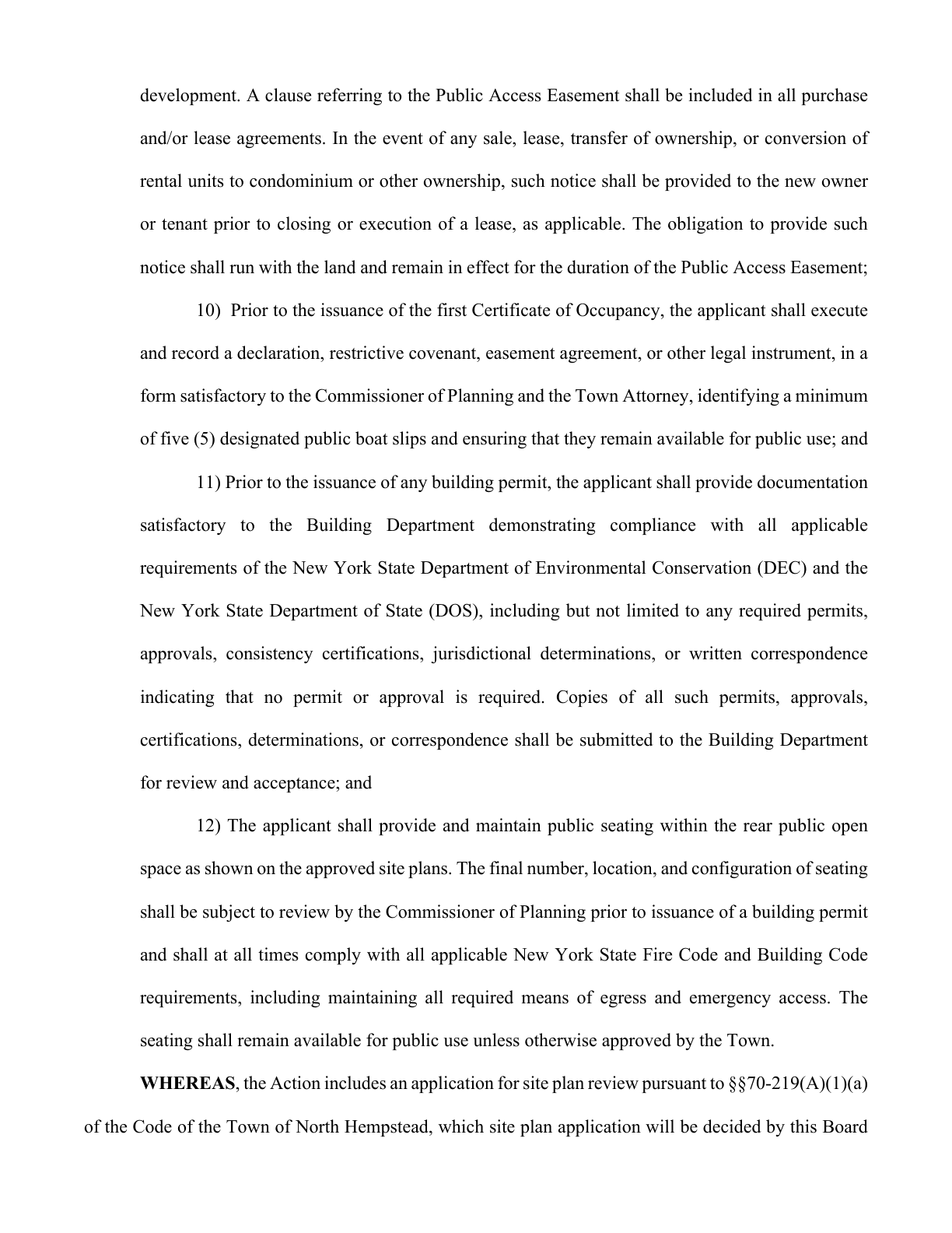 Page 5 of Resolution 358-2026 showing Condition 12 requiring public seating